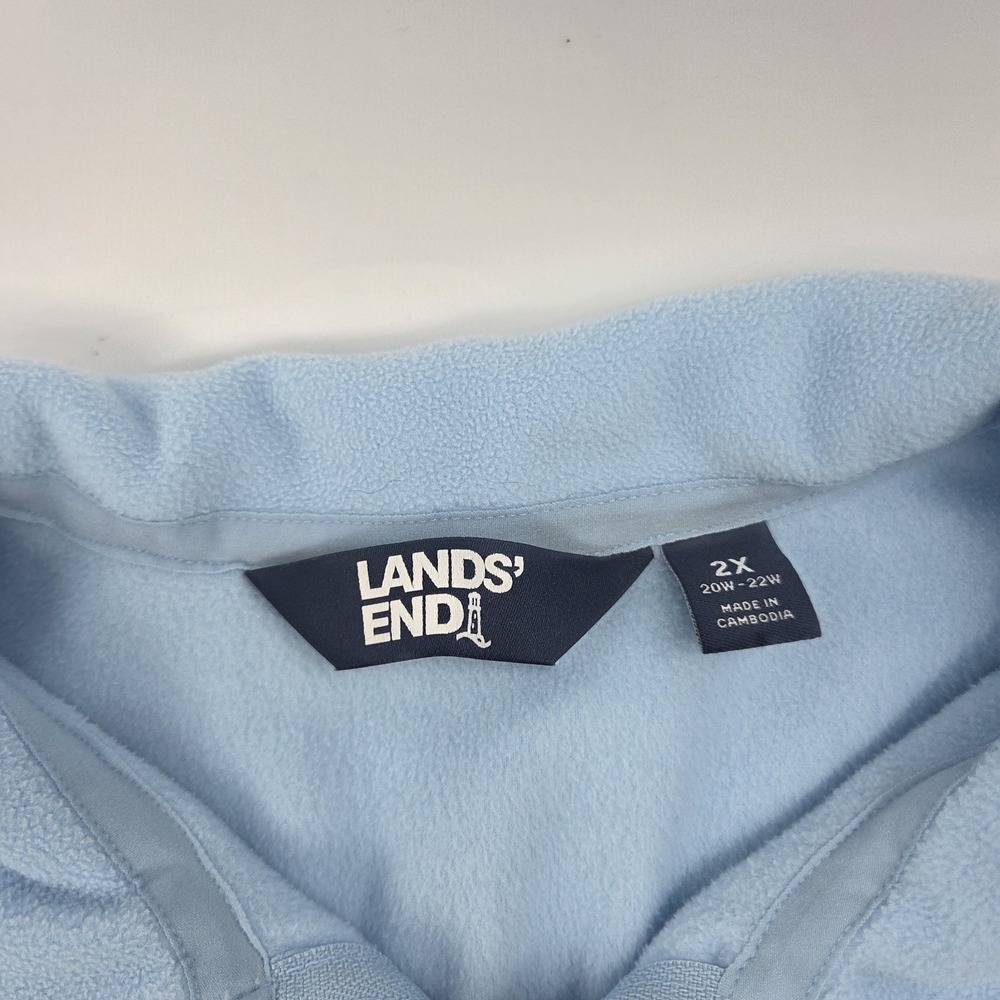 Lands' End Men's XXL 2XL Full zip Baby Blue Cotton Sweater Fleece - Picture 2 of 12
